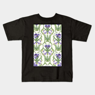 Floral Garden Botanical Print with Purple Iris Kids T-Shirt